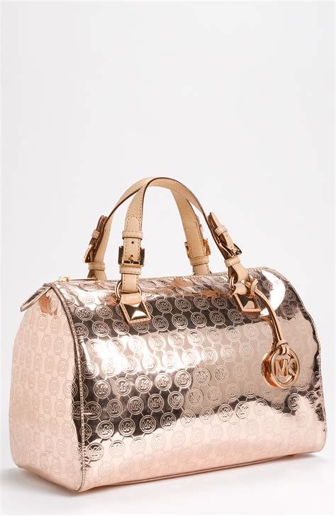 michael kors rosegold tasche|michael kors opened satchel purse.